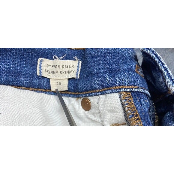 Madewell Womens High Riser Size 28 Skinny Thrashed Distressed Denim Jeans - Picture 12 of 12